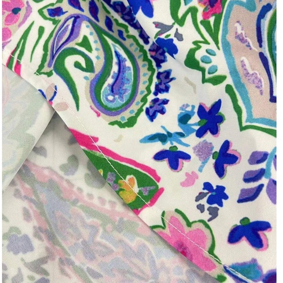 Plus Floral Paisley Print Button Down Long Sleeve Shirt - Picture 4 of 4